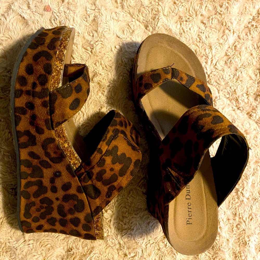 Leopard print wedge heels